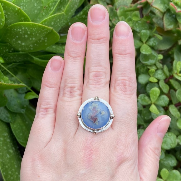 Artisan handmade agate island ring - Picture 2 of 2